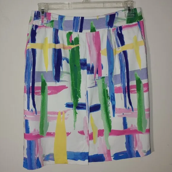 Charlie B Brush Stroke Pattern White Skort/Skirt Size 2