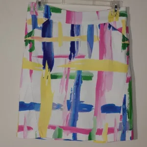 Charlie B Brush Stroke Pattern White Skort/Skirt Size 2