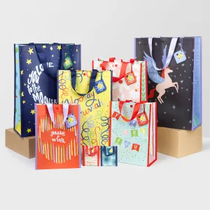 Cheerful Brights Bundle | Reusable Gift Bag   QR Greeting Card | 8 Pieces