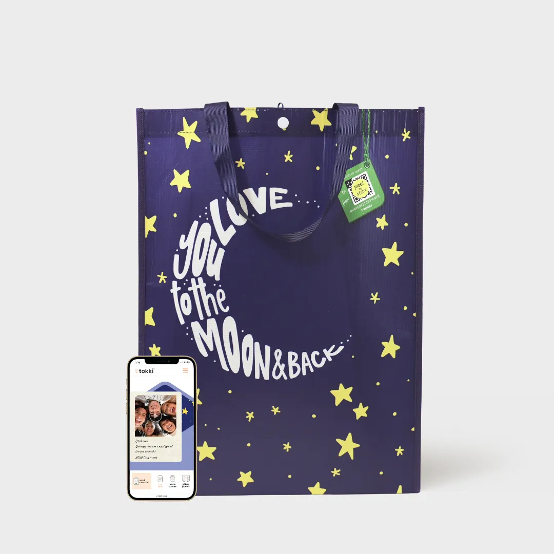 Cheerful Brights Bundle | Reusable Gift Bag   QR Greeting Card | 8 Pieces