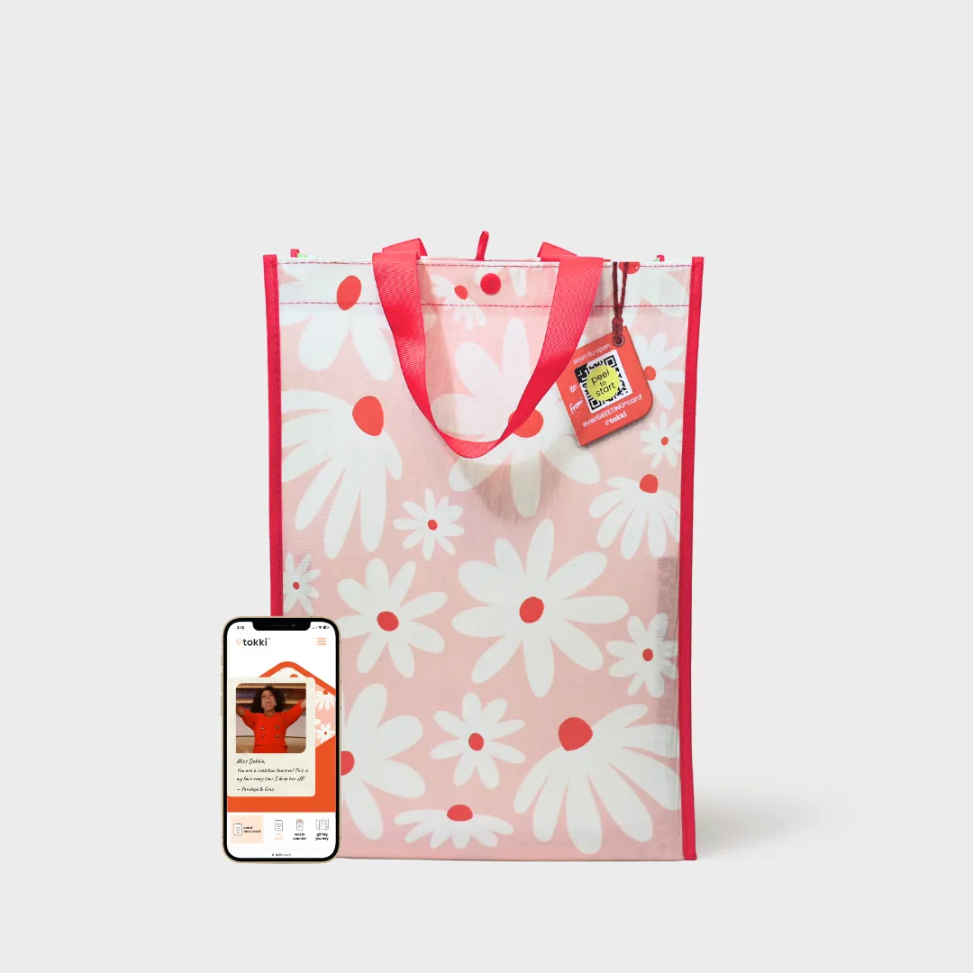 Cheerful Brights Bundle | Reusable Gift Bag   QR Greeting Card | 8 Pieces