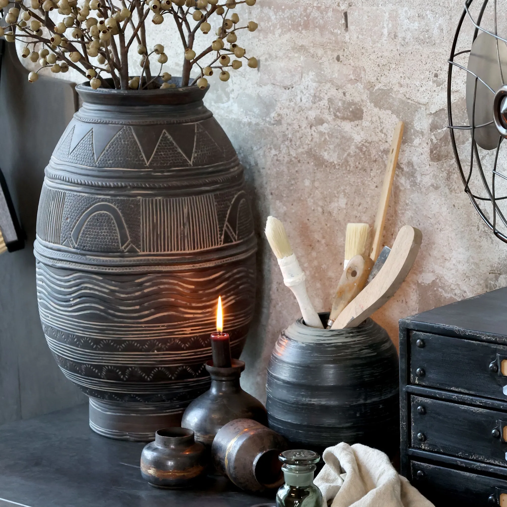 Chic Antique vase med mønster - Flere størrelser