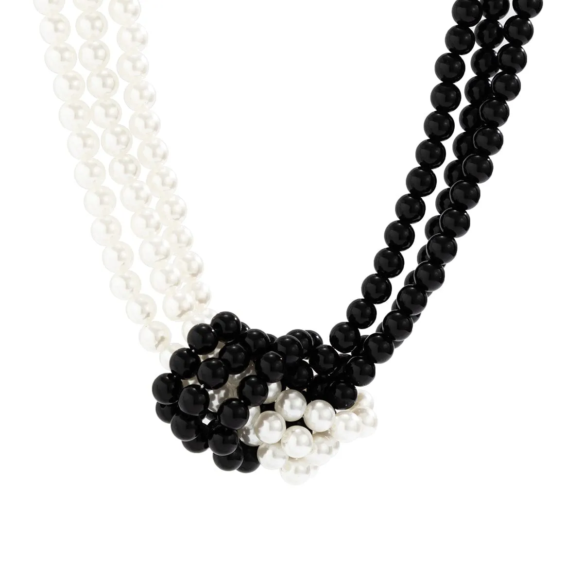 Chic Layered Knotted Pearl Chain Choker Necklace