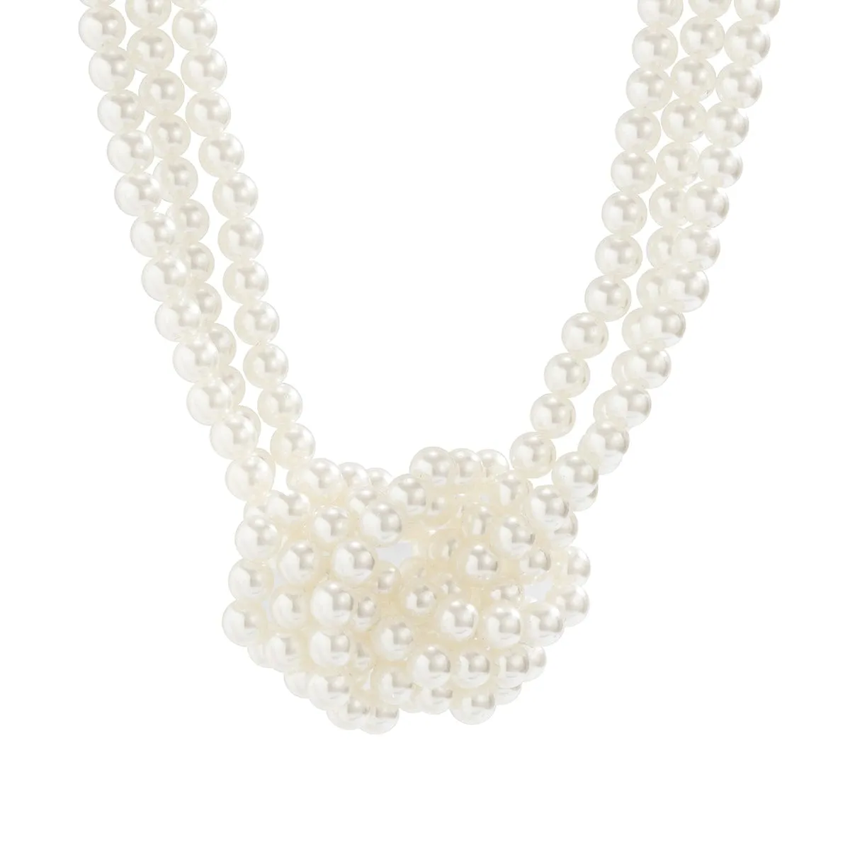 Chic Layered Knotted Pearl Chain Choker Necklace