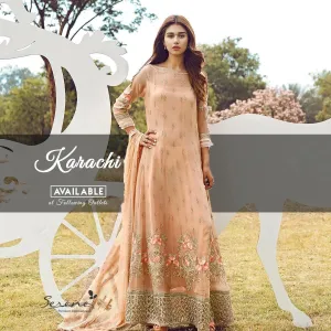 Chiffon maxi by sareen with threds and embroidery work Model# C 557