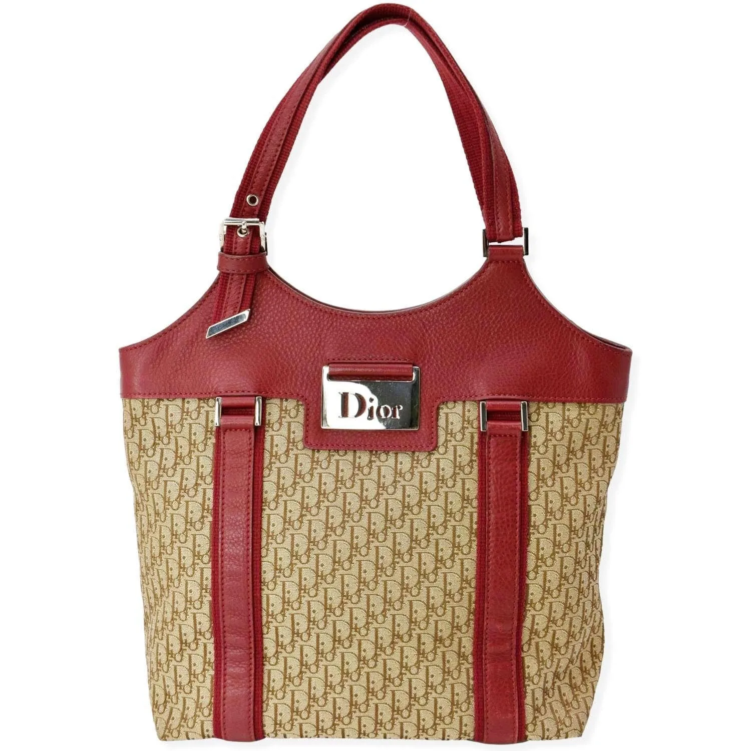 CHRISTIAN DIOR Street Chic Trotter Monogram Canvas Tote Bag Brown
