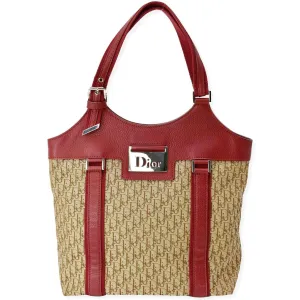 CHRISTIAN DIOR Street Chic Trotter Monogram Canvas Tote Bag Brown