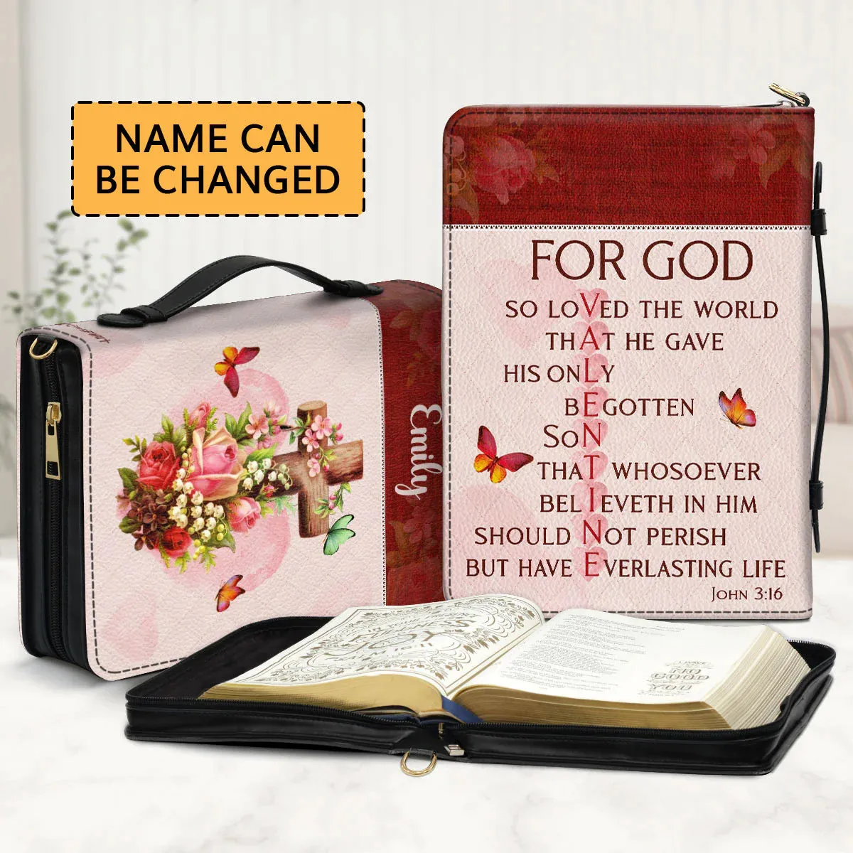 Christianartbag Bible Cover, For God So Loved The World, Personalized Bible Cover, Gifts For Women, Gifts For Men, Christmas Gift, CABBBCV03020823.