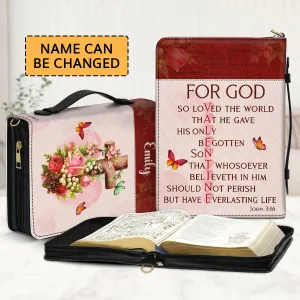 Christianartbag Bible Cover, For God So Loved The World, Personalized Bible Cover, Gifts For Women, Gifts For Men, Christmas Gift, CABBBCV03020823.