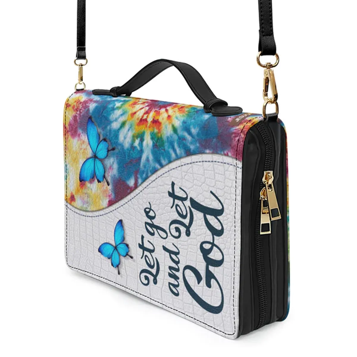 Christianartbag Bible Cover - Let Go And Let GOD - Personalized Bible Cover - Butterfly Bible Cover - CABBBCV02010823.