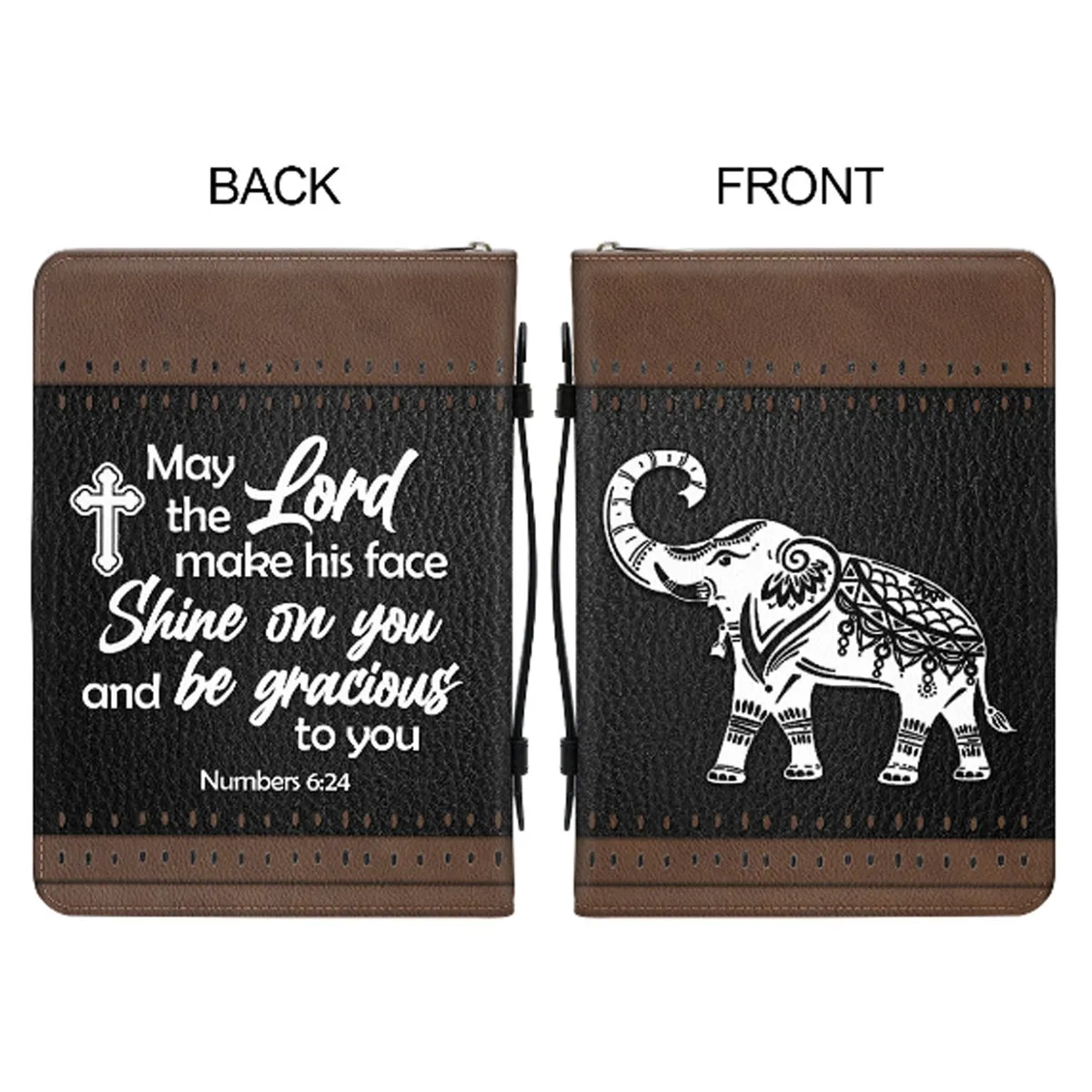 Christianartbag Bible Cover - May The Lord Make His Face Shine On You - Personalized Bible Cover - Elephant Bible Cover - CABBBCV01020823.