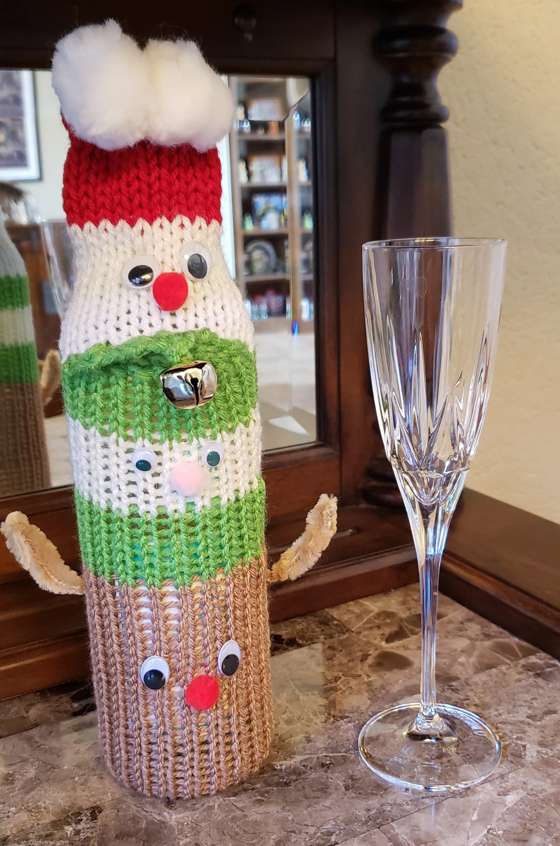 Christmas Totem Pole Wine Bag Addi Pro Pattern - Reindeer, Elf, Santa Claus
