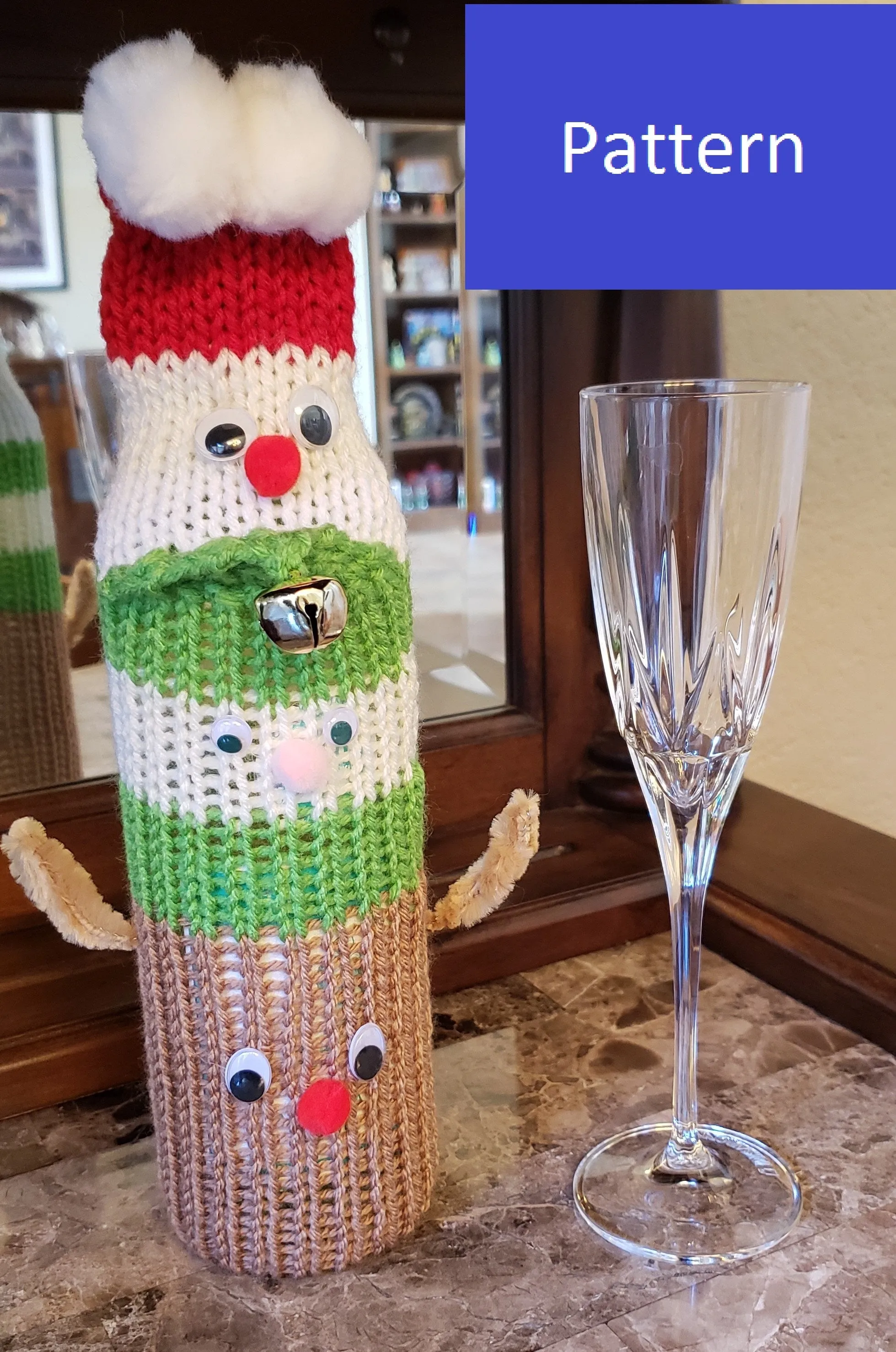 Christmas Totem Pole Wine Bag Addi Pro Pattern - Reindeer, Elf, Santa Claus