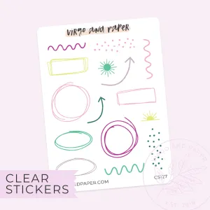 Clear Accent Doodle Stickers - Colorful