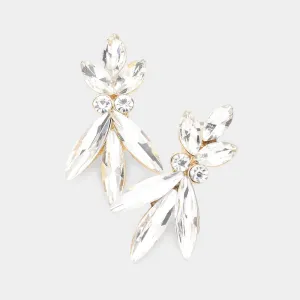 Clear Crystal Marquise Stone Interview Earrings on Gold | Young Girls Pageant Earrings | 514005