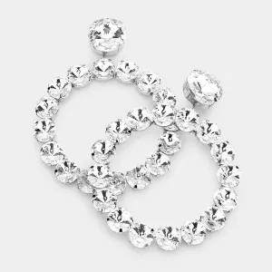Clear Crystal Stone Round Link Pageant Earrings | Pageant Jewelry | 563183