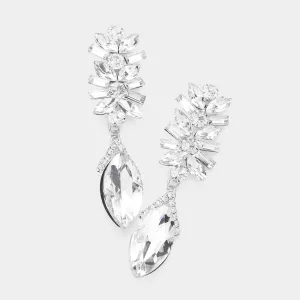 Clear Multi Stone Dangle Pageant Earrings  | Prom Earrings | 584221