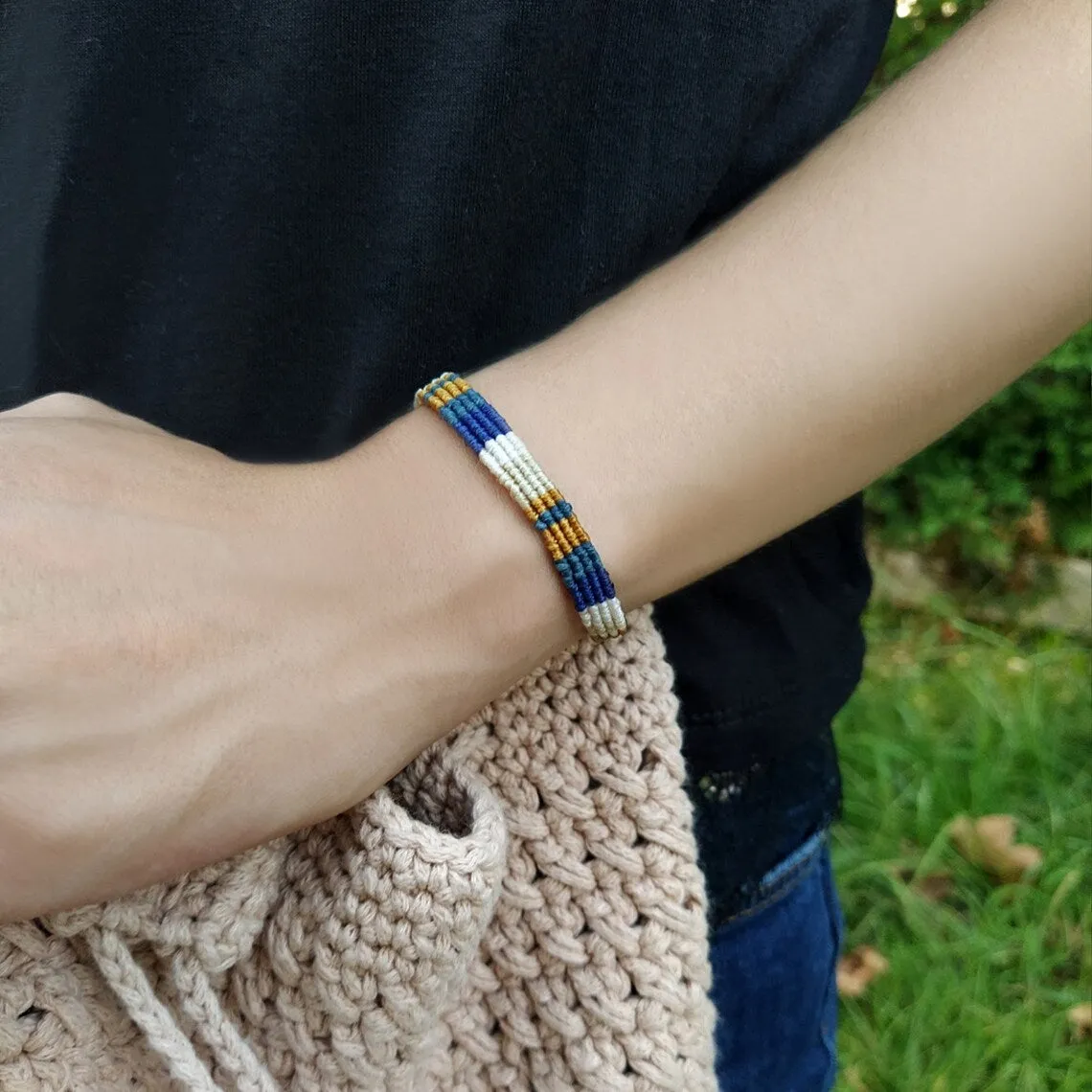 Colorful Unisex Braided Rope Wristband, Adjustable Rope Bracelet, Autumn Colors Wristband