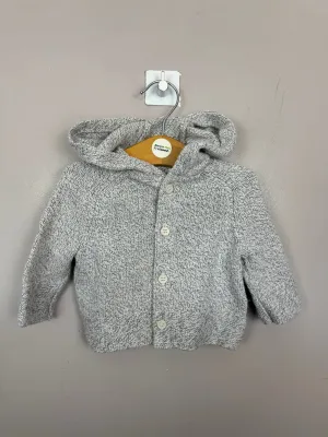 COS grey hooded cardigan 2-4m