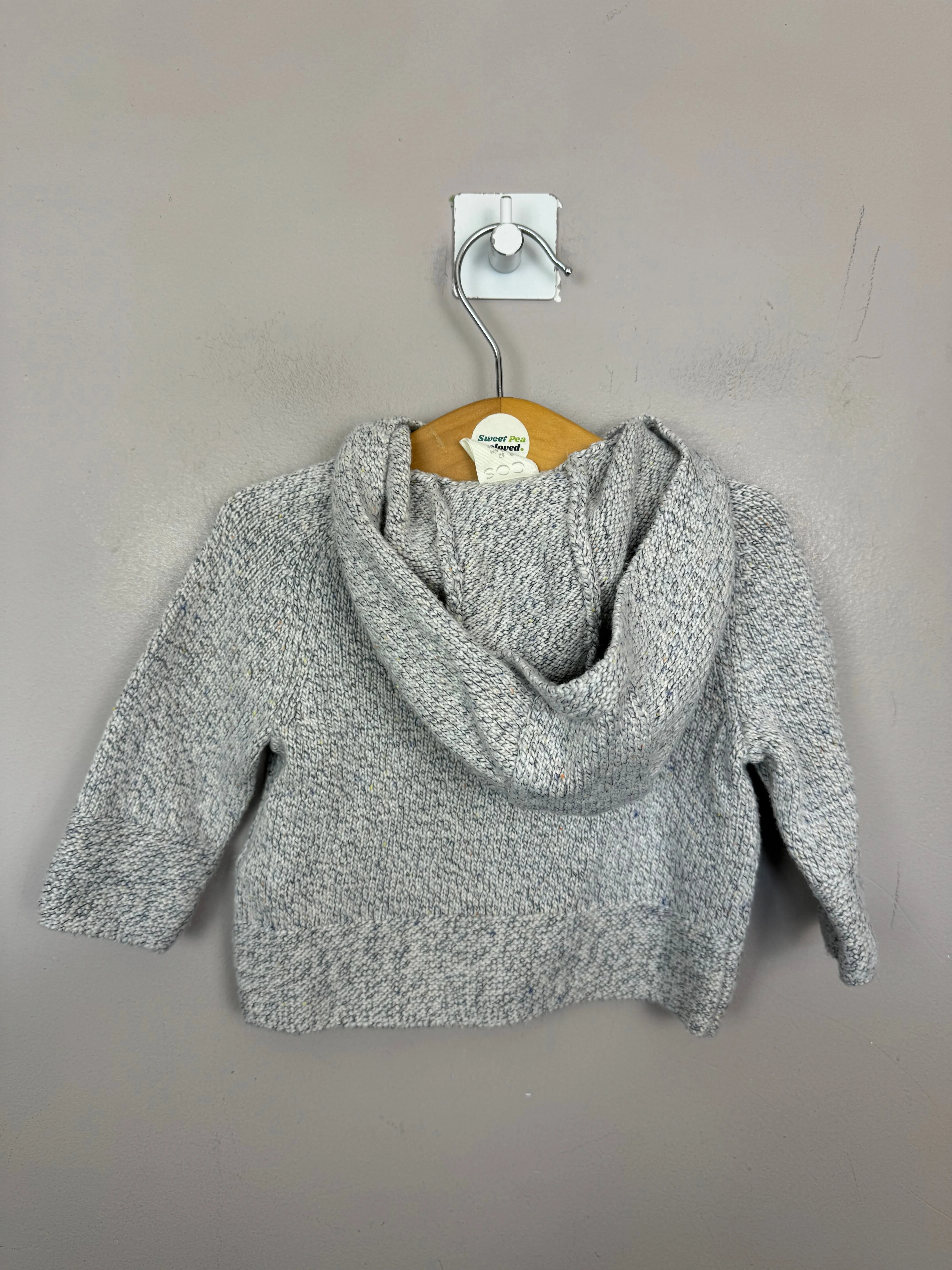 COS grey hooded cardigan 2-4m