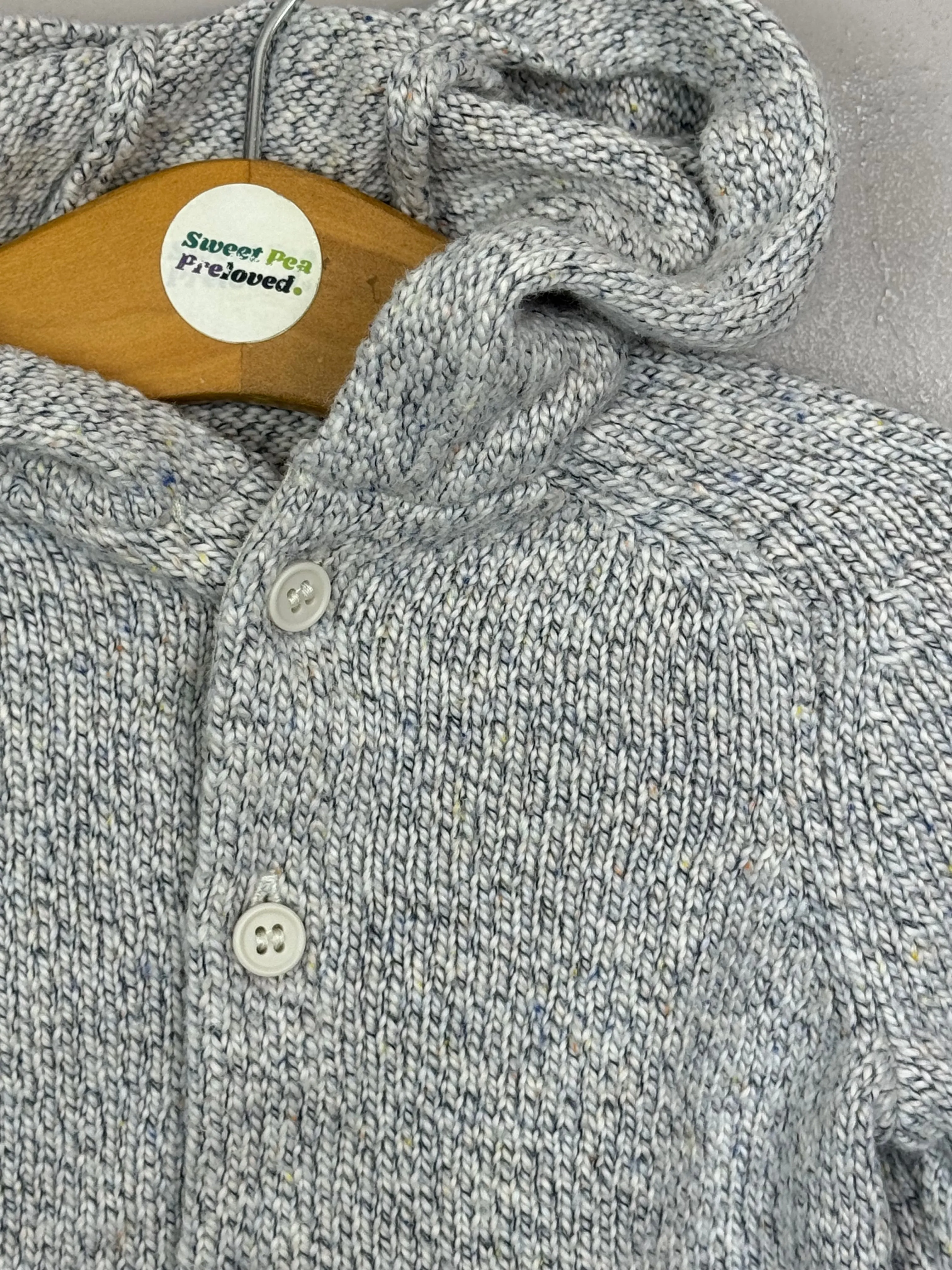 COS grey hooded cardigan 2-4m