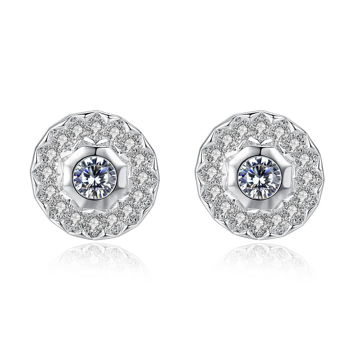 Crystal & Cubic Zirconia Round Stud Earrings