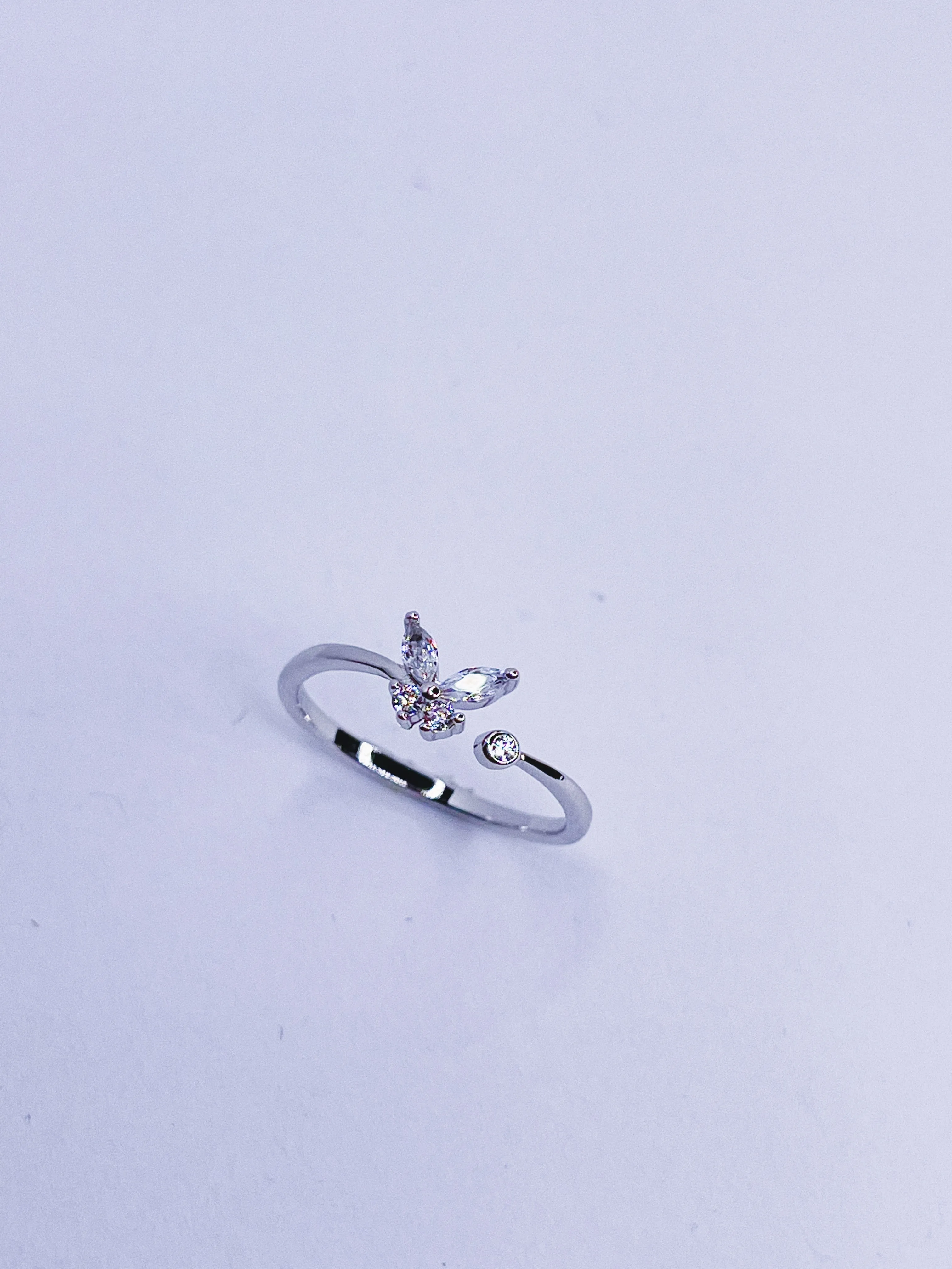 Crystal Butterfly Ring - Sterling