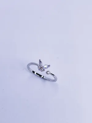 Crystal Butterfly Ring - Sterling