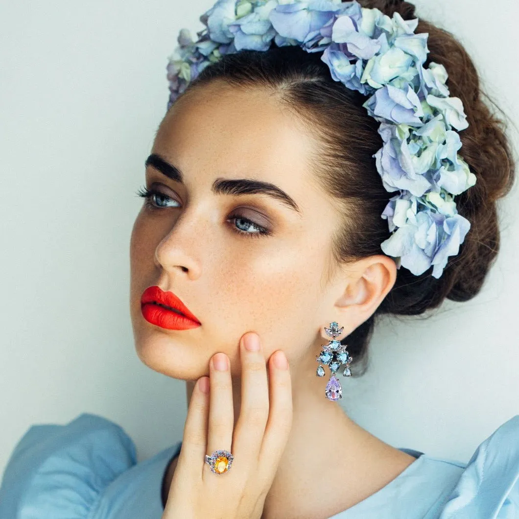 Crystal Water Drop Chandelier Earrings