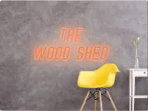 Custom text: THE WOOD SHED