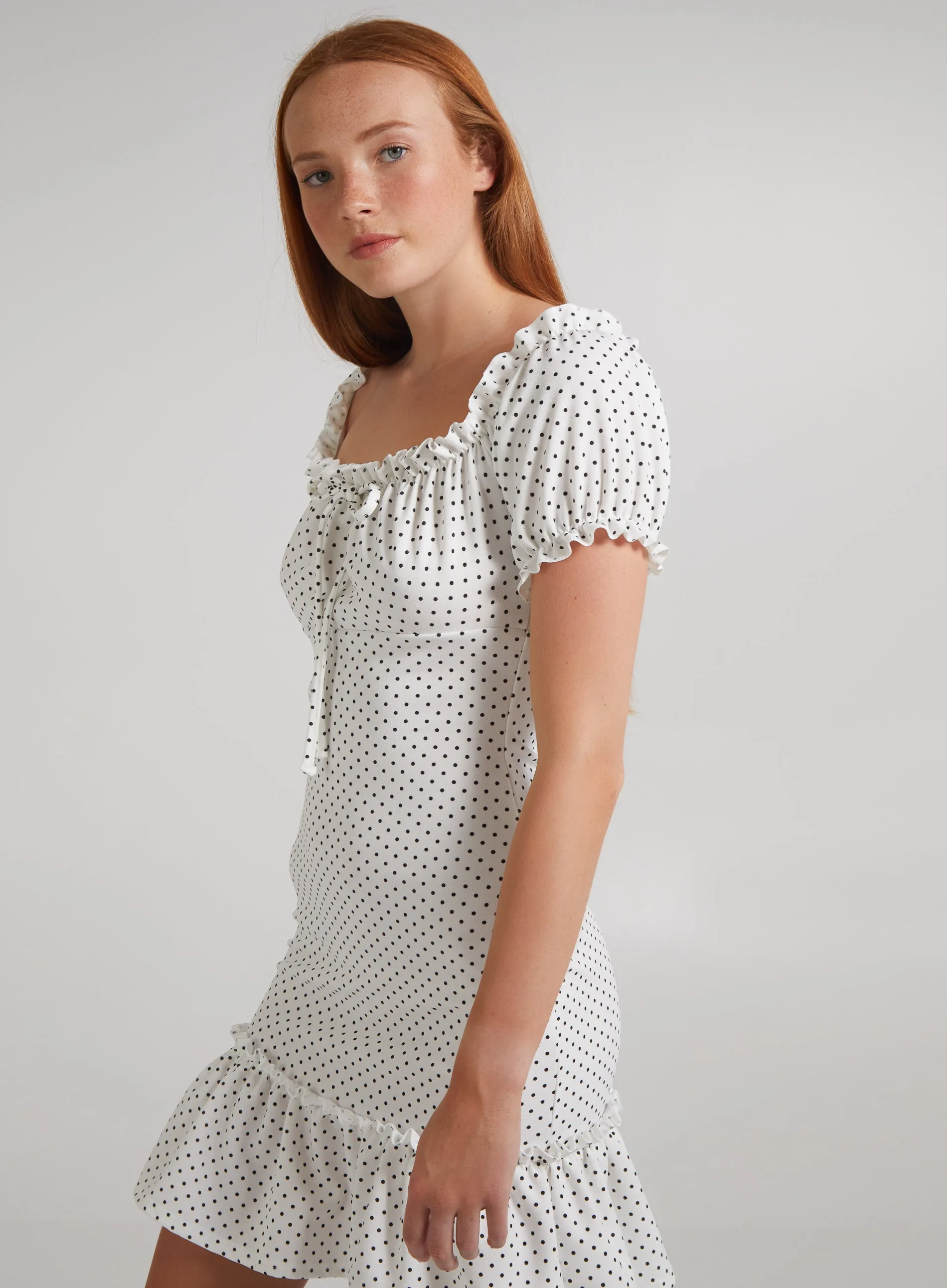 Cute Spotty Puff Sleeve Dress