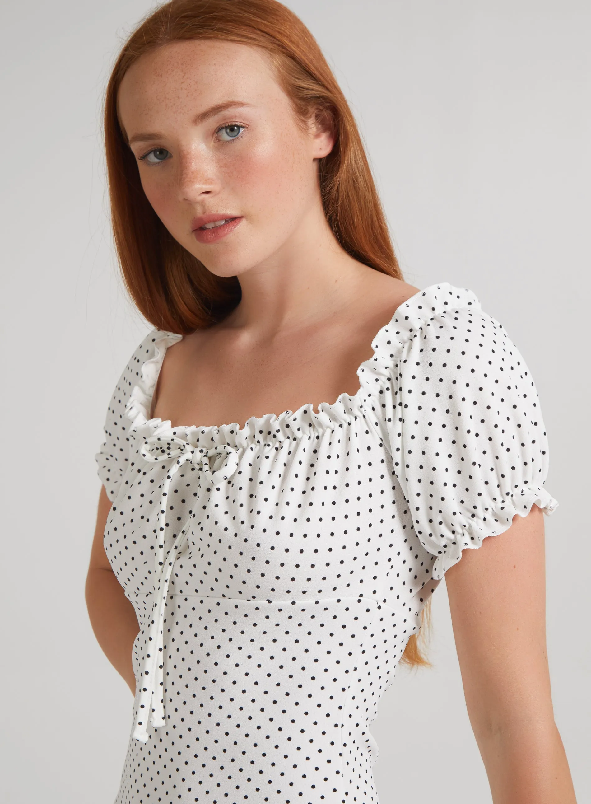 Cute Spotty Puff Sleeve Dress