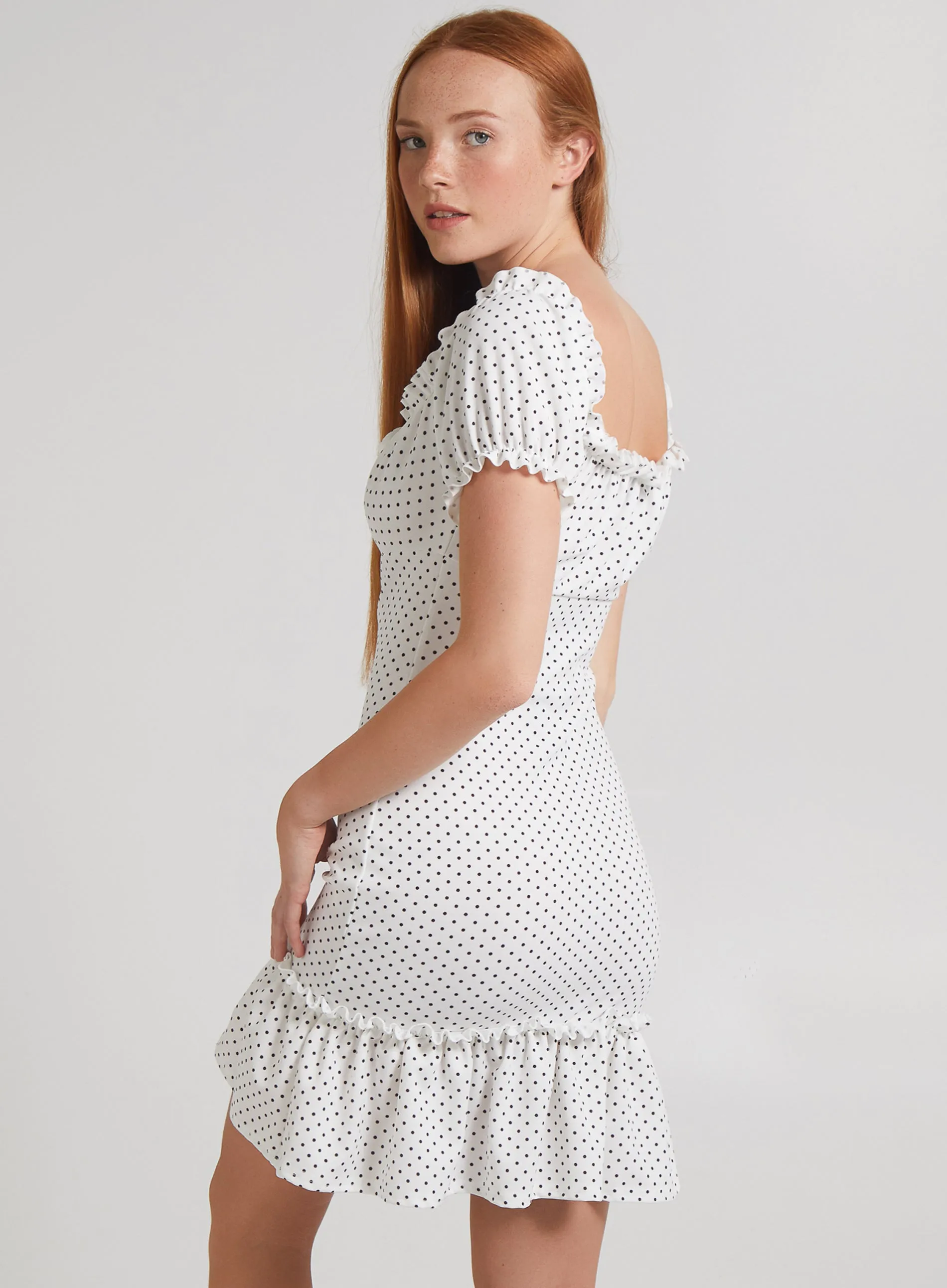 Cute Spotty Puff Sleeve Dress
