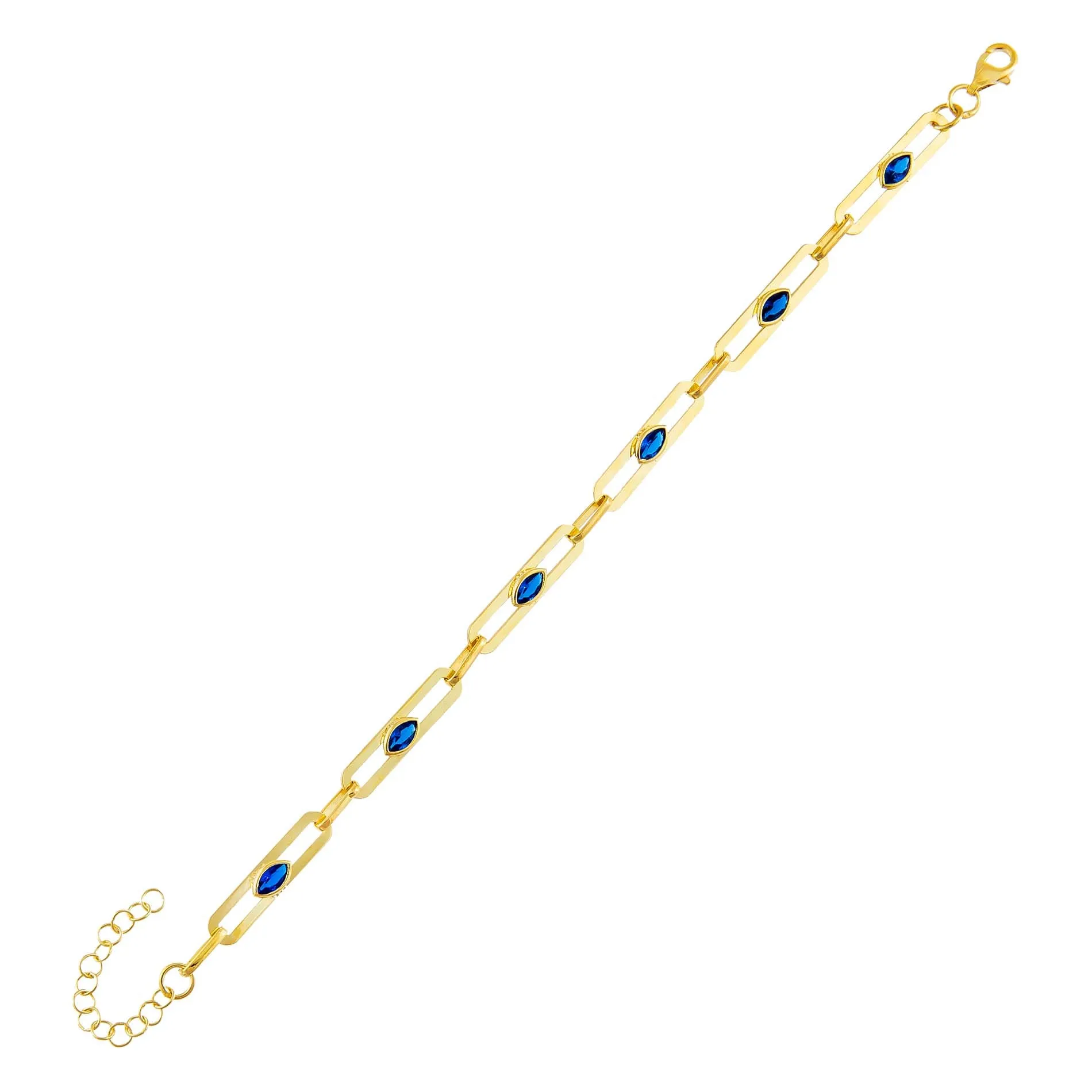CZ Colored Oval Link Bracelet