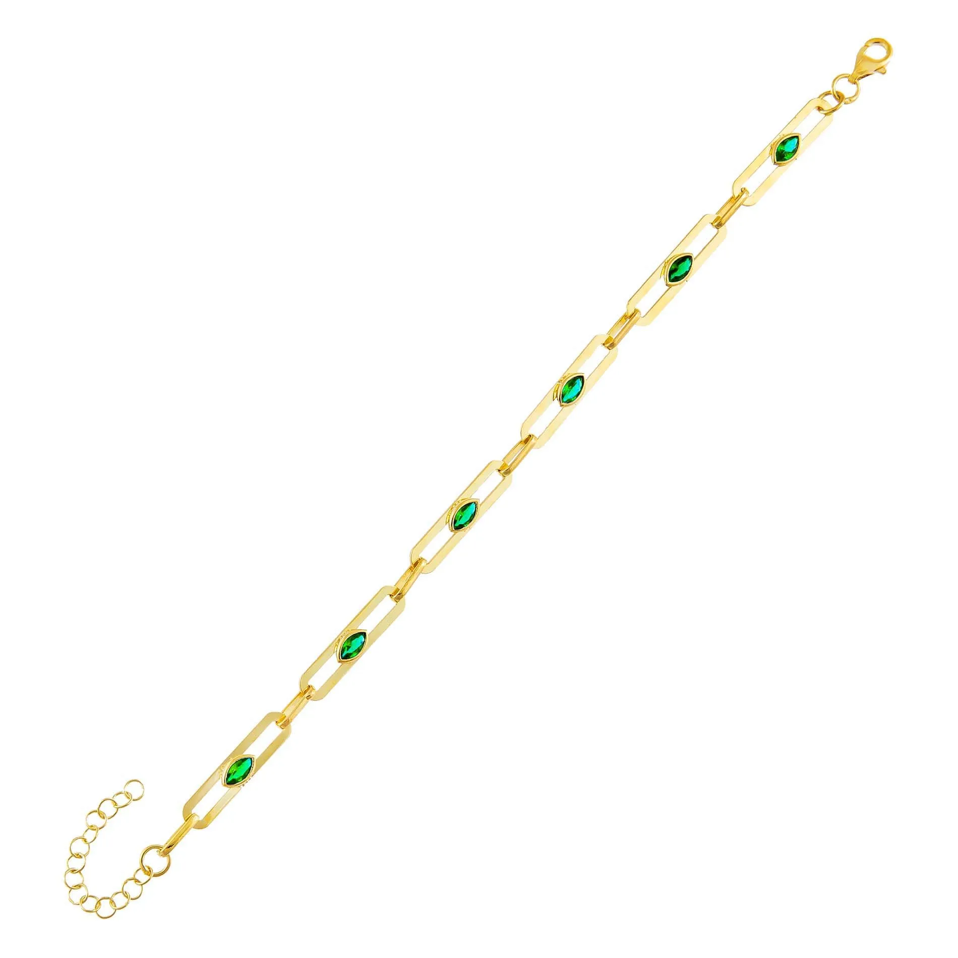 CZ Colored Oval Link Bracelet