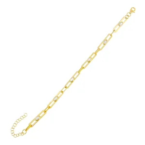 CZ Colored Oval Link Bracelet