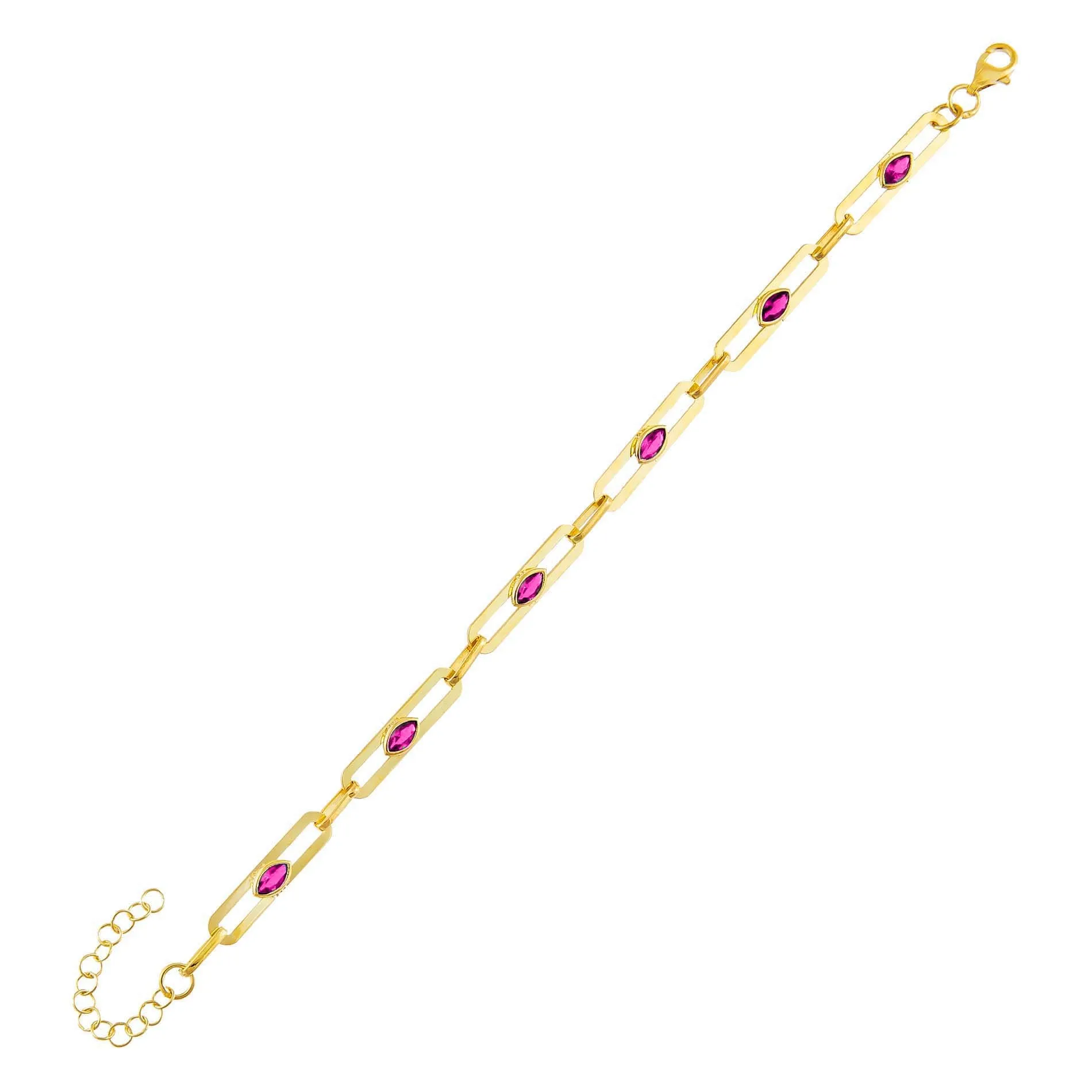 CZ Colored Oval Link Bracelet