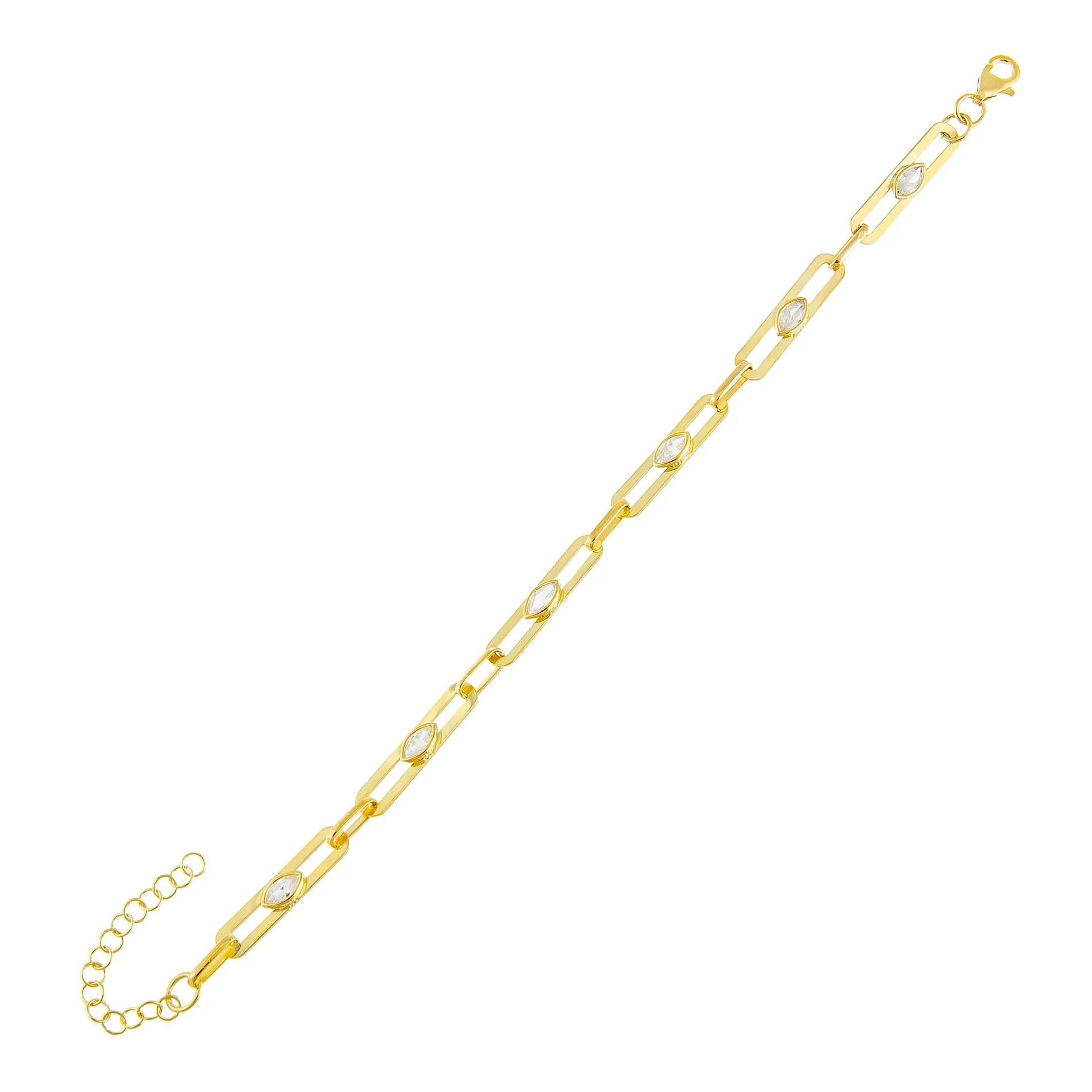 CZ Colored Oval Link Bracelet