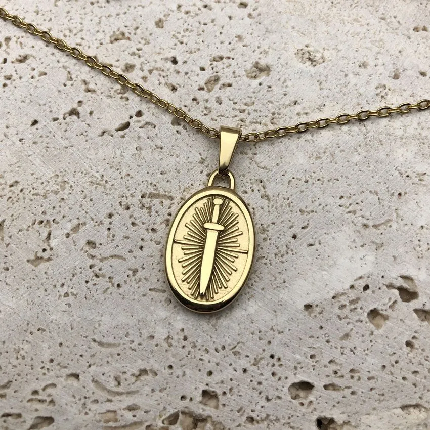 Dagger Stamp Pendant Necklace