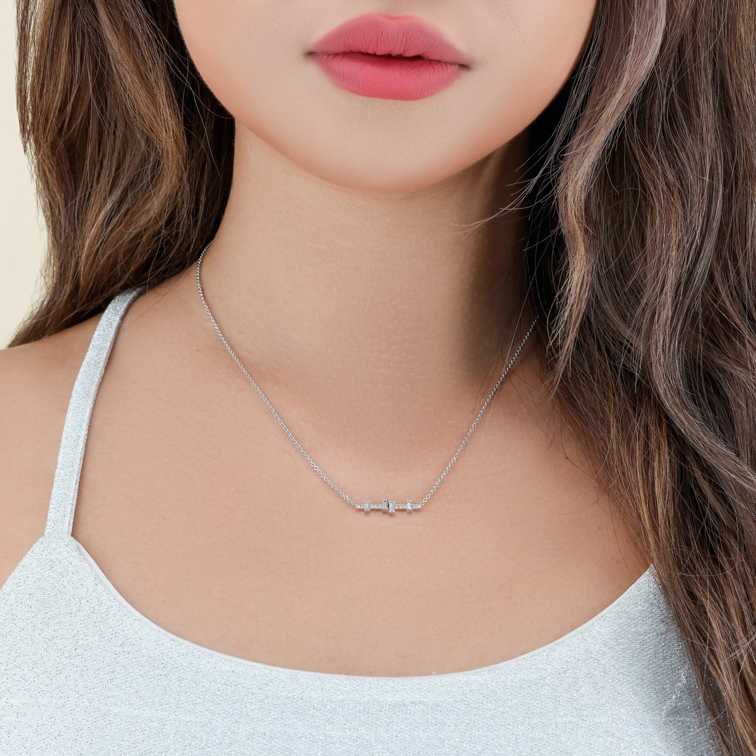 Deco Vista Necklace, White Gold and Diamonds