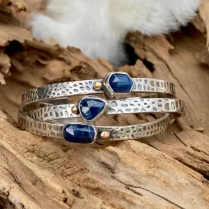 Deep blue Sapphire and gold snakeskin cuffs