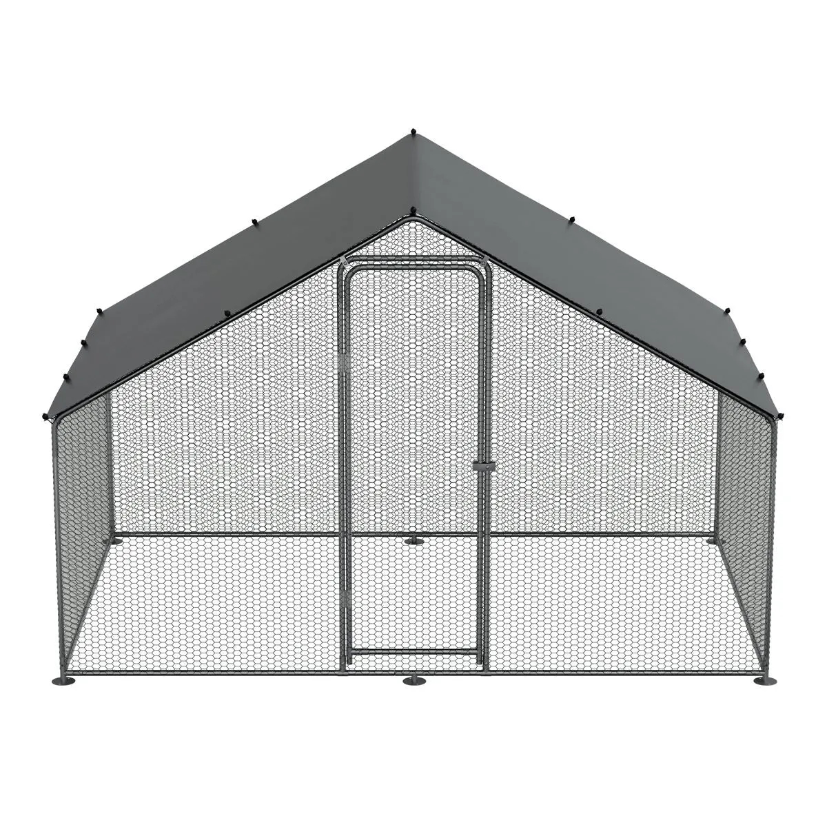 Dellonda 3 x 2 x 2m Walk-In Chicken Run, Galvanized Steel, Roof Cover, PVC Coated Chicken Wire