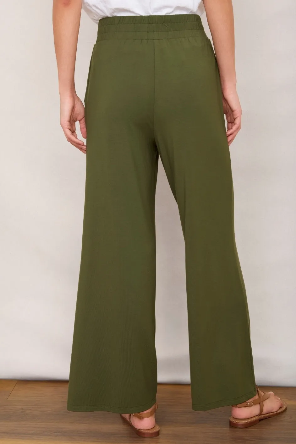 Delphine Pull On Trouser - Moss Green