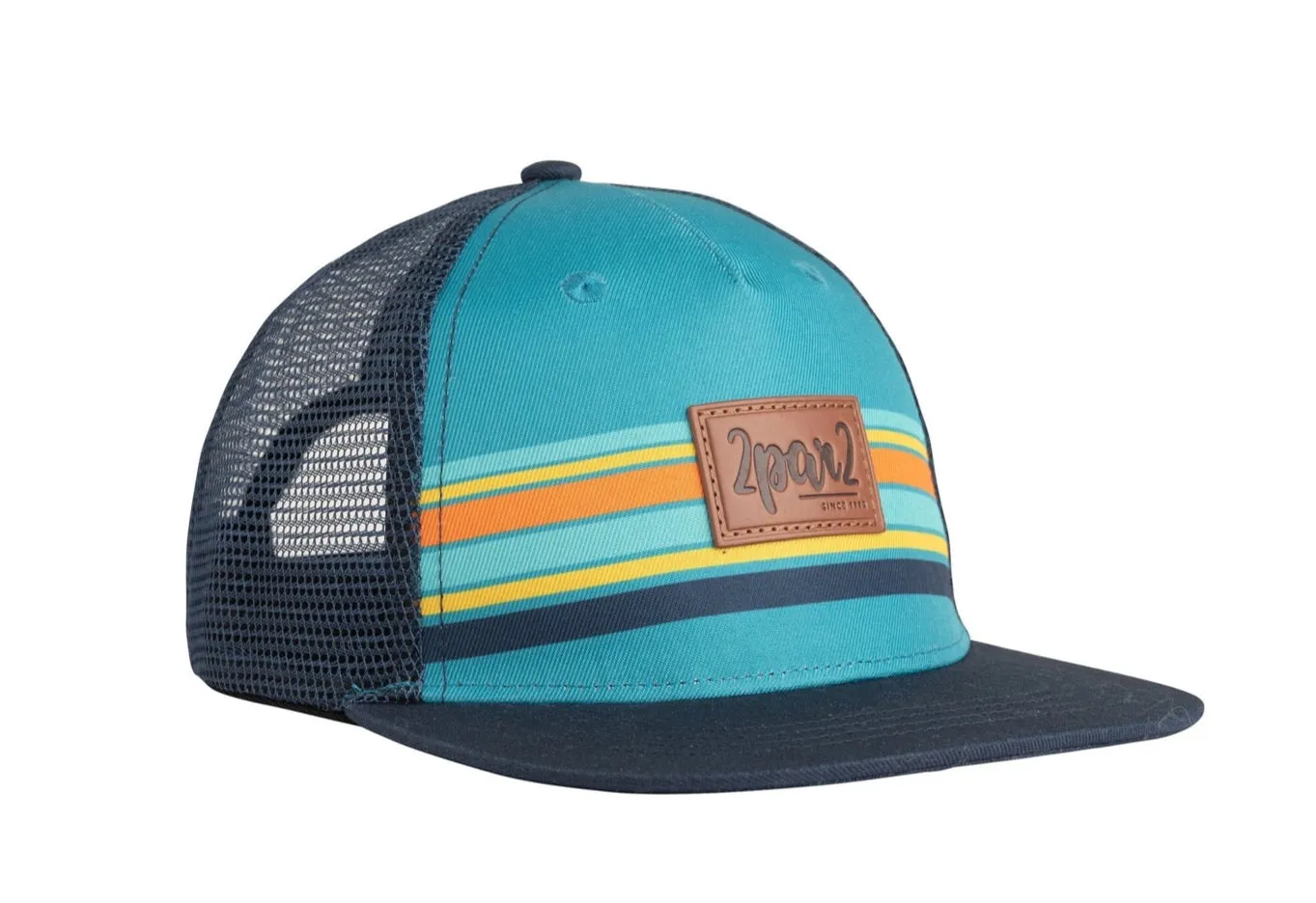 Deux Par Deux Stripes on Turquoise Printed Cap : Size 6/24M to 3/6:Years