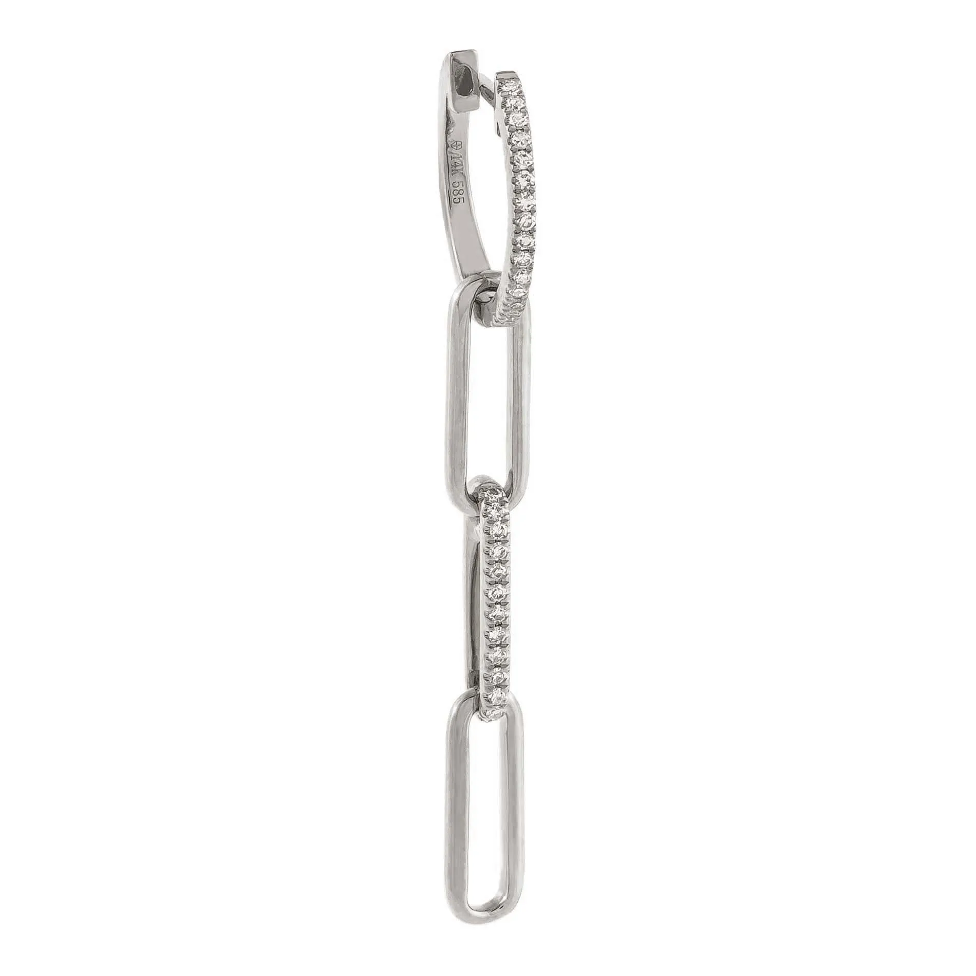 Diamond Paperclip Huggie Earring 14K