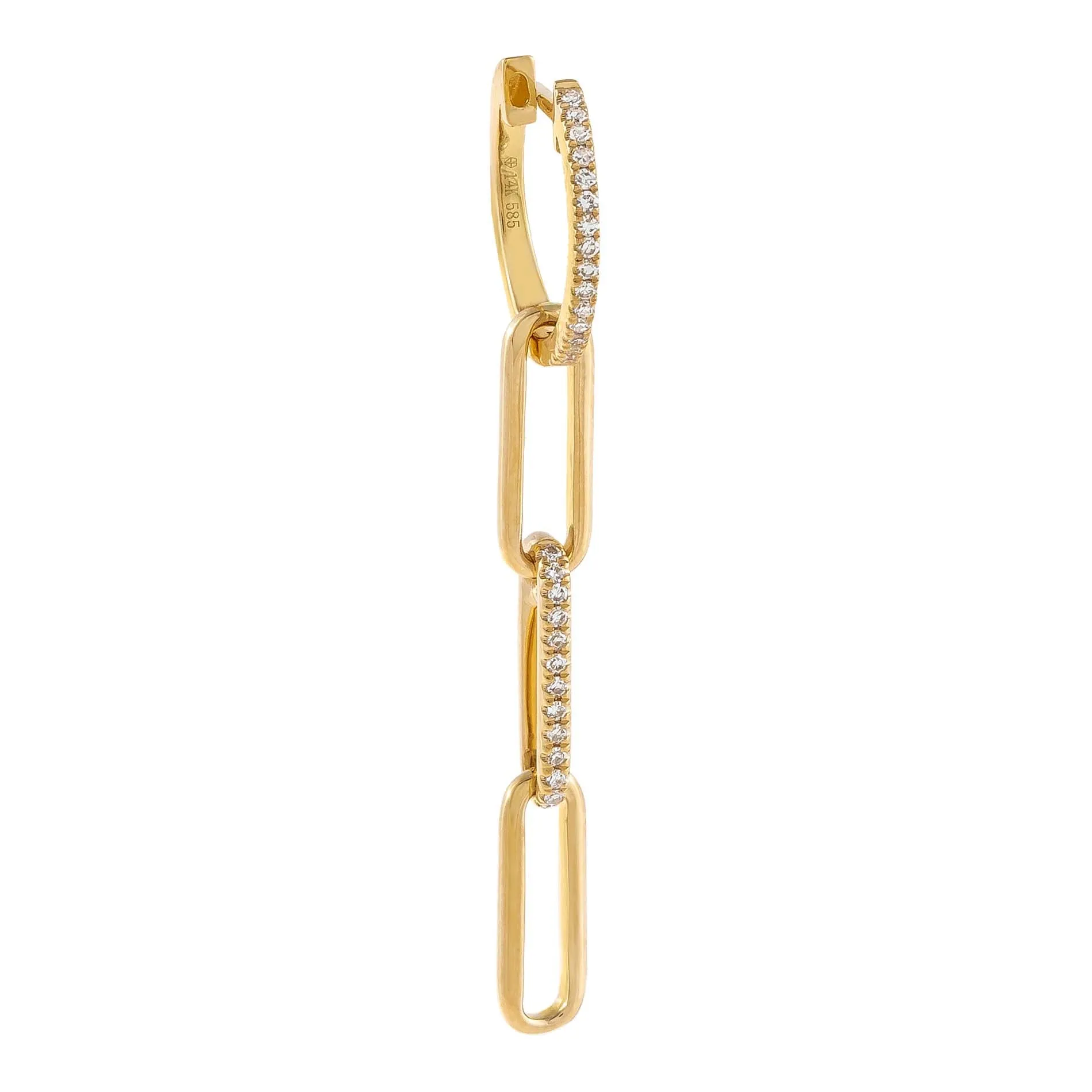 Diamond Paperclip Huggie Earring 14K