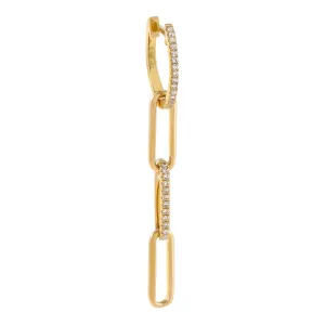 Diamond Paperclip Huggie Earring 14K