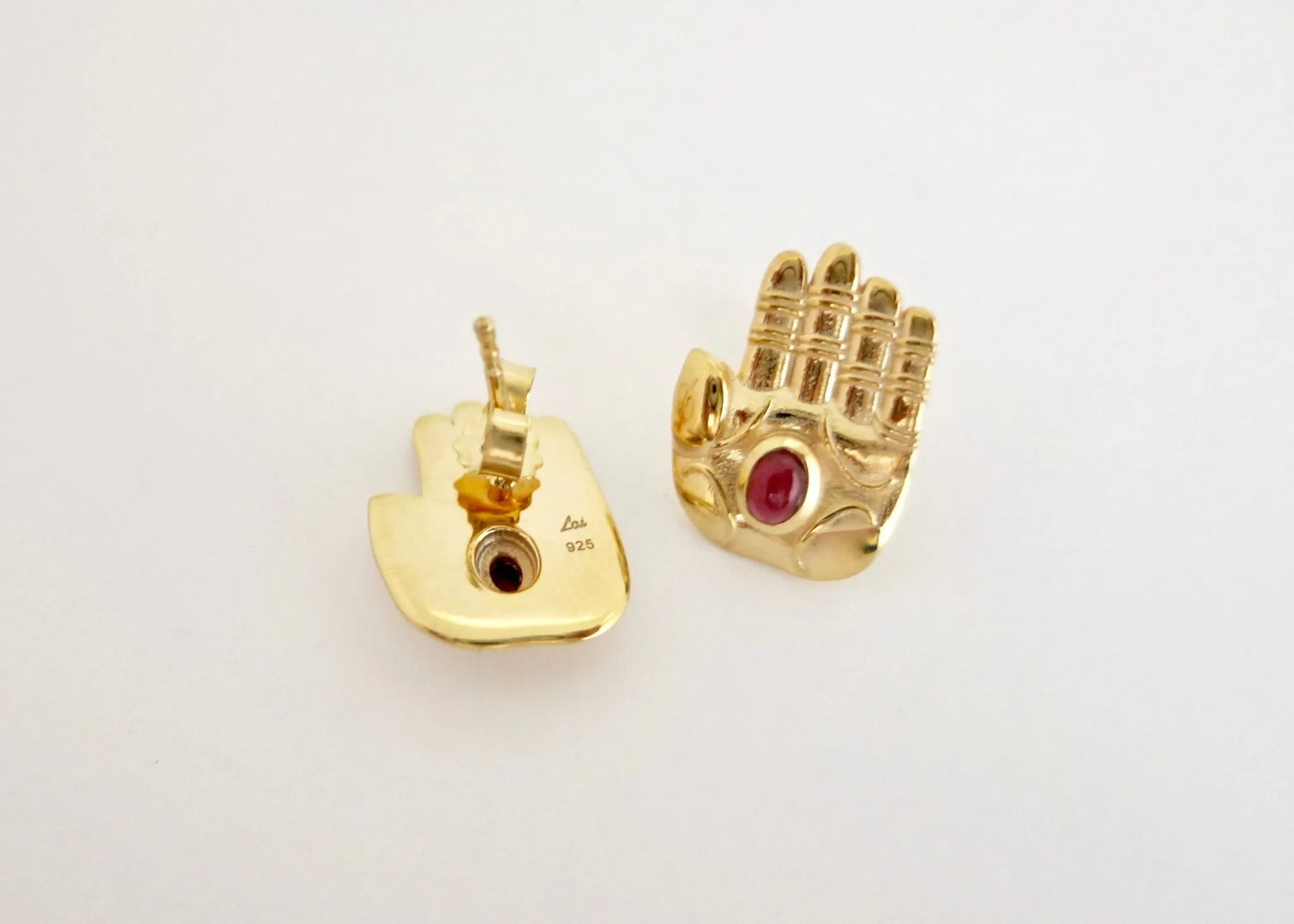 'Divine blessing' ear studs with garnet