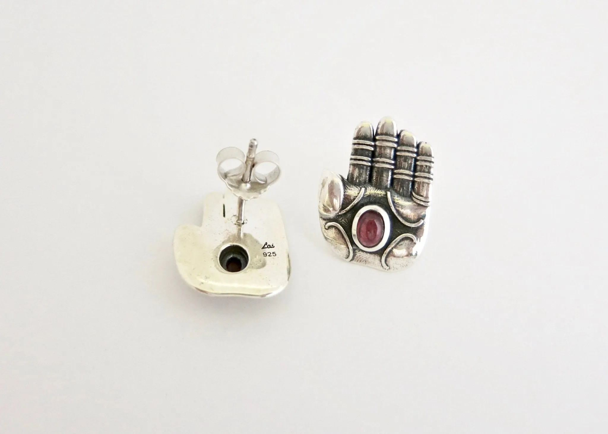 'Divine blessing' ear studs with garnet