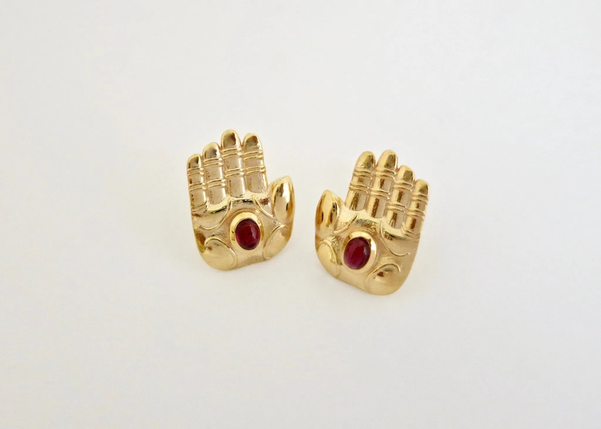 'Divine blessing' ear studs with garnet